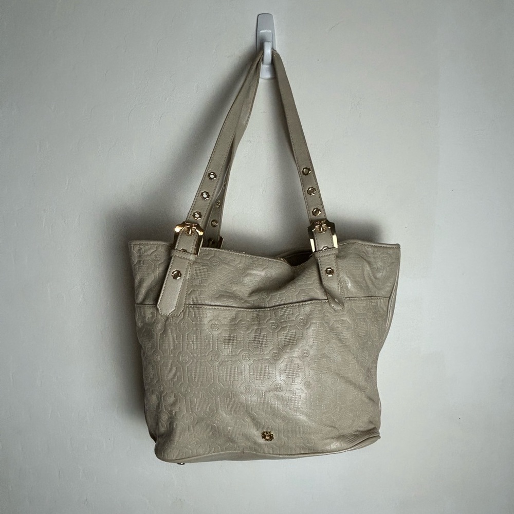 Monet Beige Tote with Gold Details